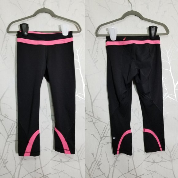 Lululemon Black/Pink Luxtreme Inspire Crop - Picture 2 of 6